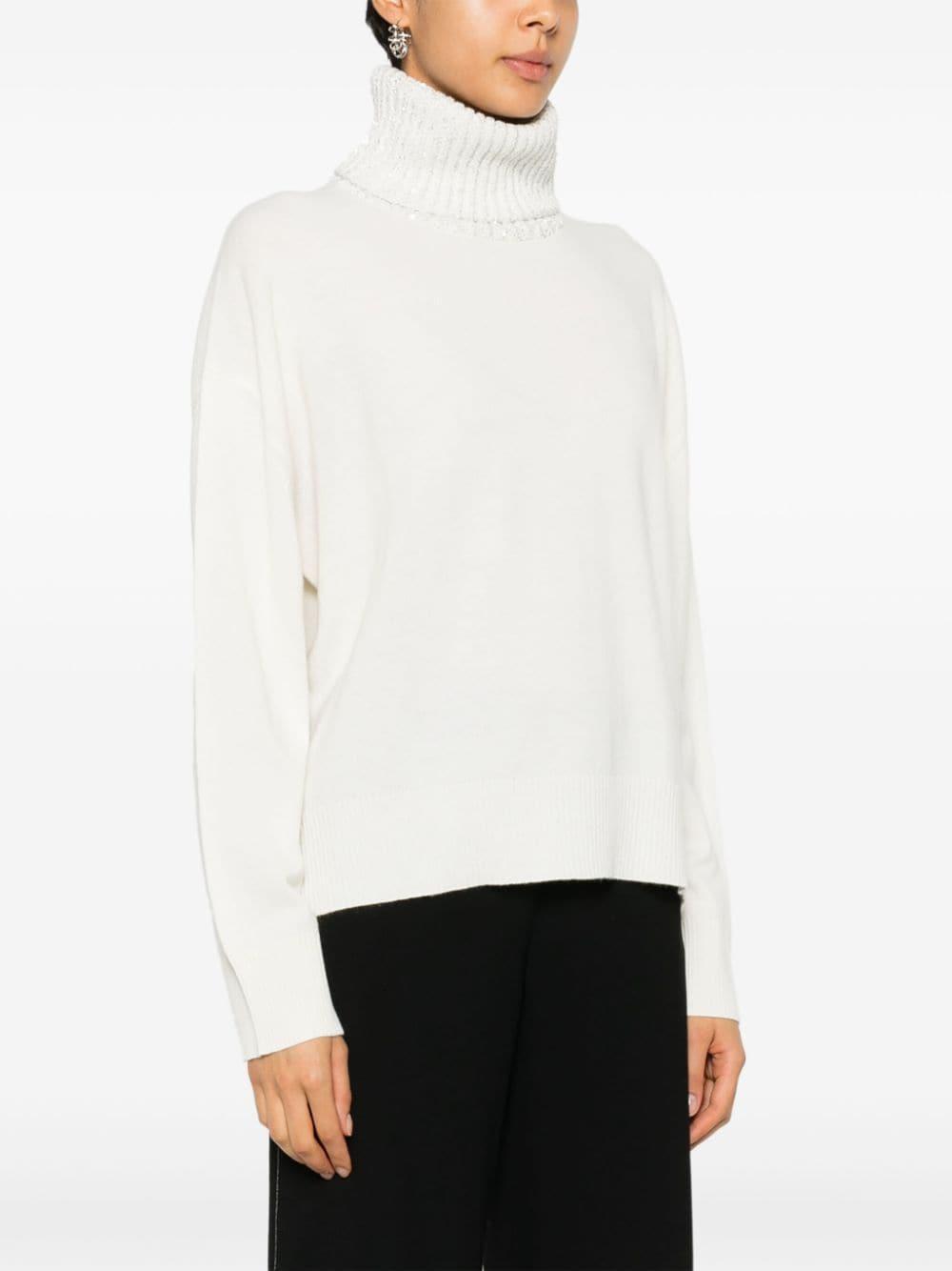 FABIANA FILIPPI Sequinned-turtleneck Sweater In Beige Product Image