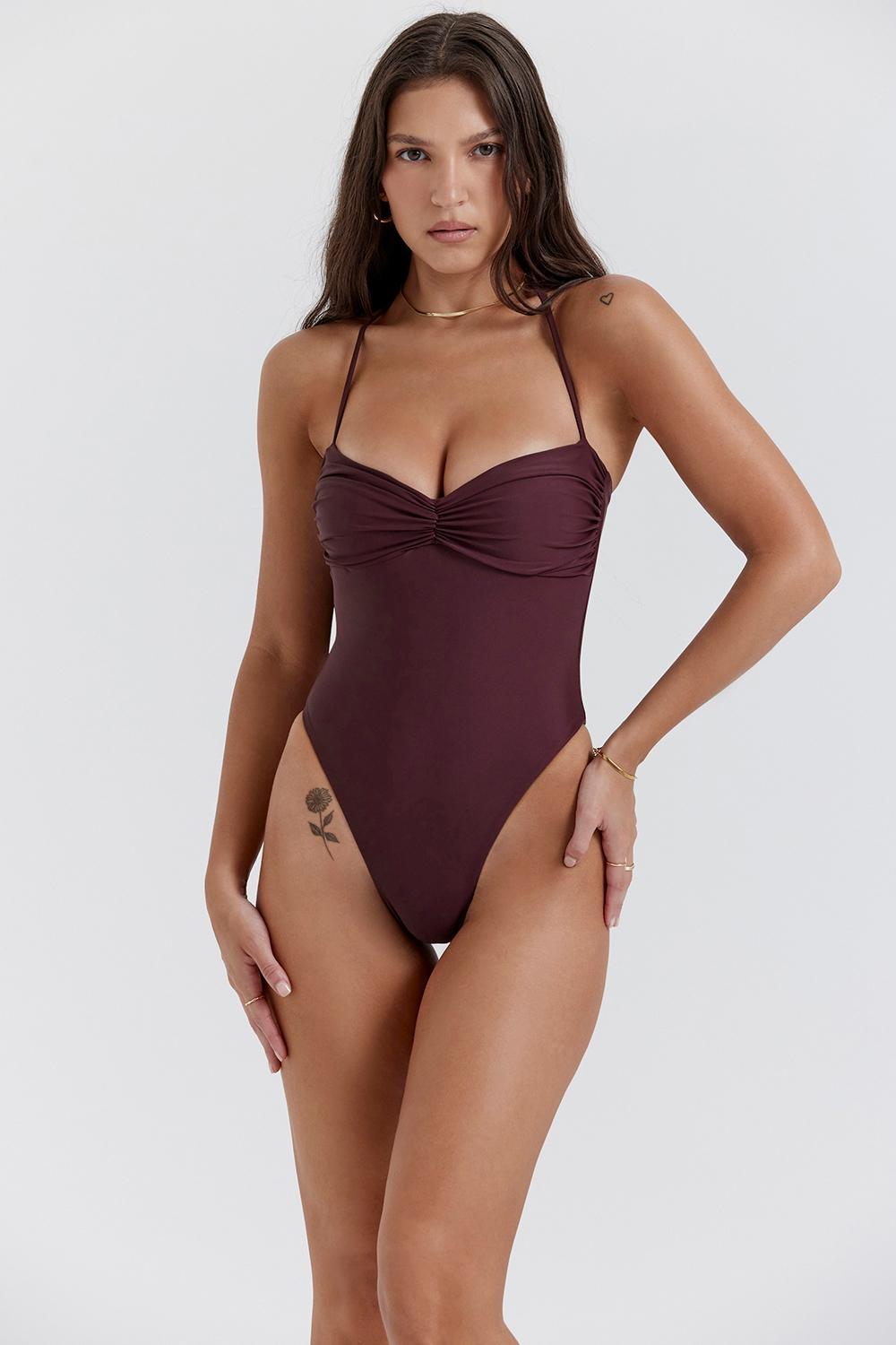 Lourdes  cacao underwired bikini top Product Image