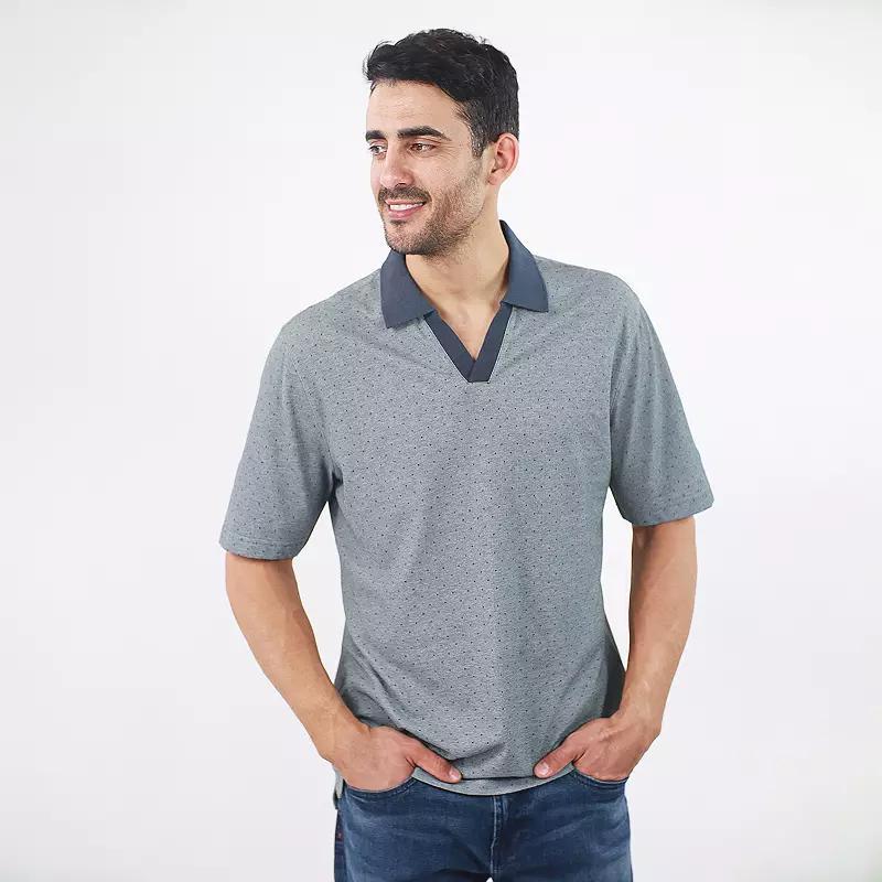 Men's JACHS NY Short Sleeve Lightweight Knit Oxford Polo, Size: XL, Blue Product Image