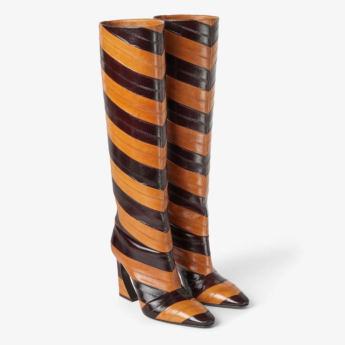 Fendi Arco Two-tone inlaid hagfish leather boots Product Image
