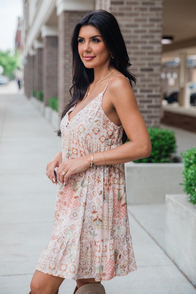 Deeper Connection Light Pink Color Patchwork Mini Dress FINAL SALE Product Image