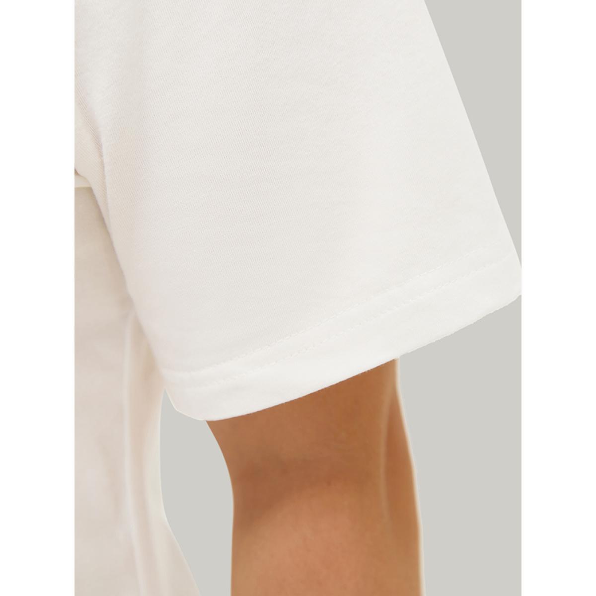 Plus Size Coconut Tree & Letter Print Drop Shoulder T-shirt White Women Casual Tropical Dailywear T-shirts BloomChic 22-24/3X Product Image