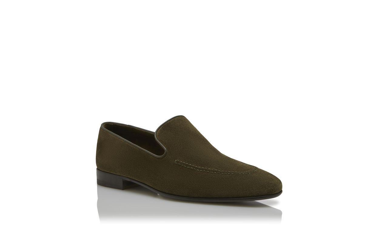 TRURO Dark Khaki Suede Loafers Product Image