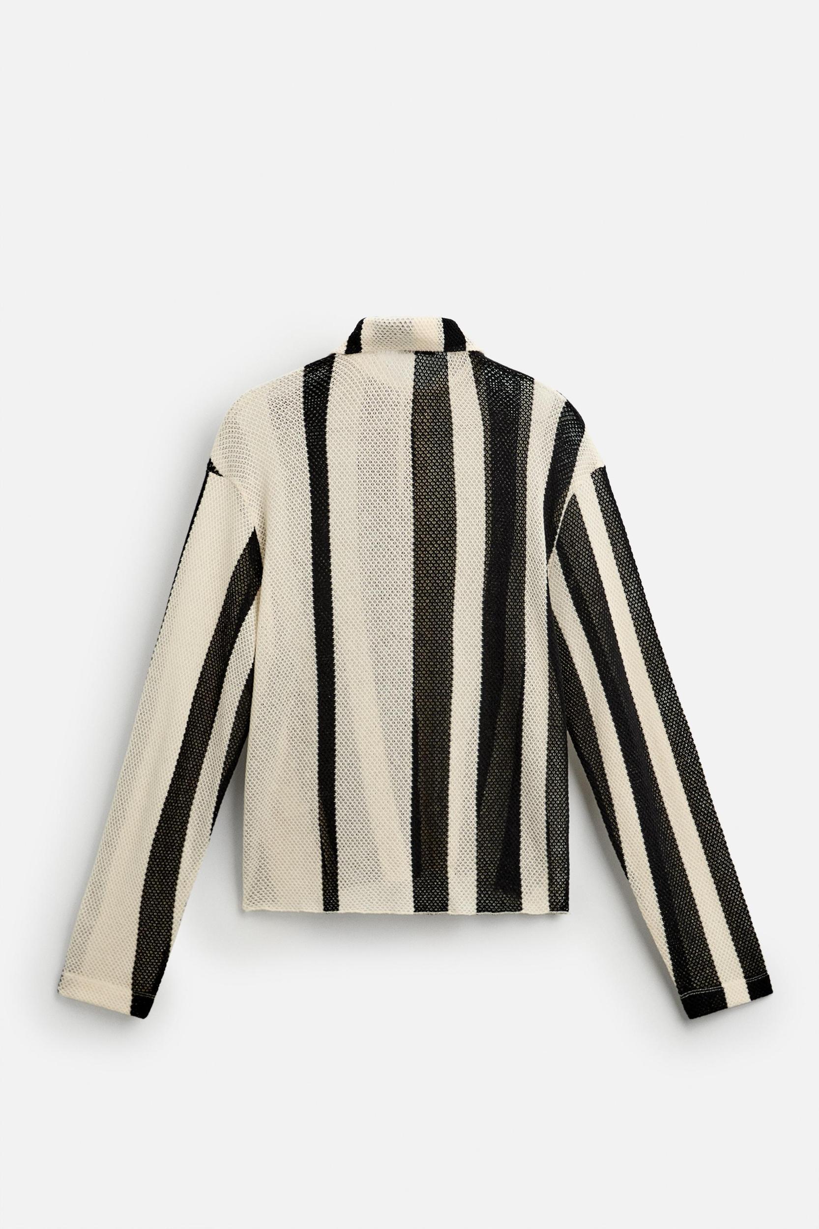 TEXTURED STRIPED MESH POLO Product Image