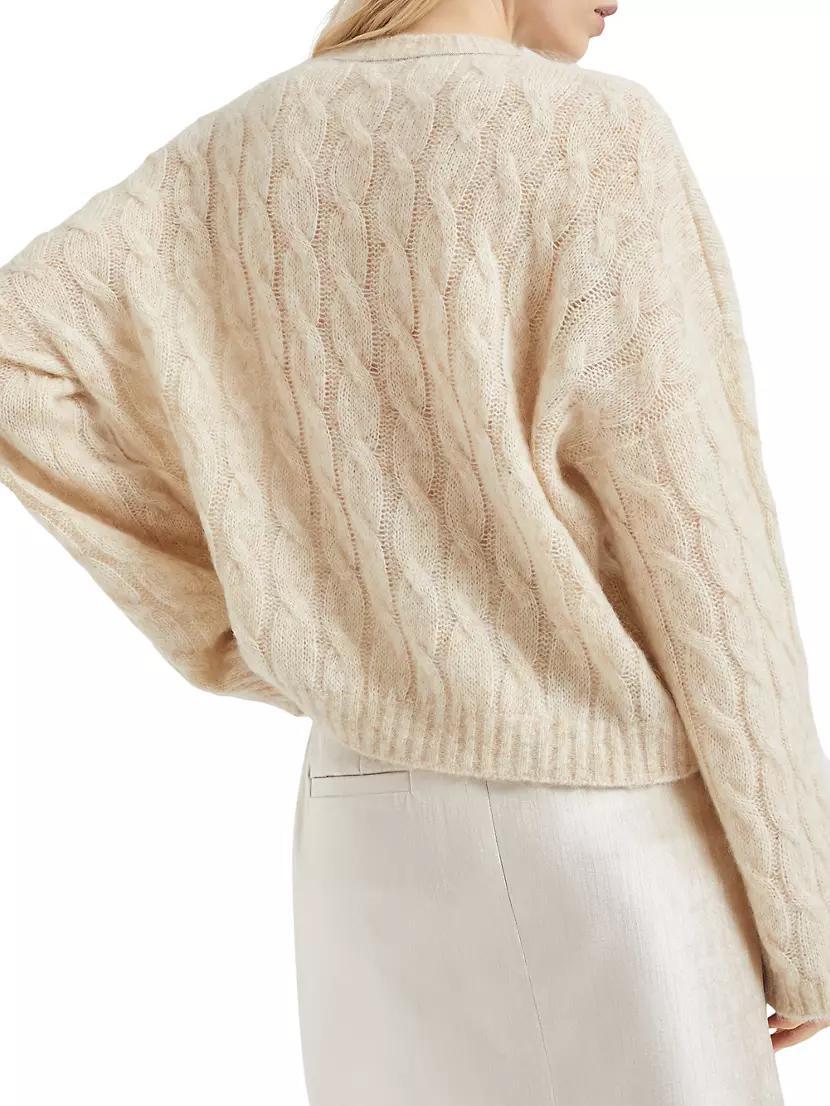 Wool and Mohair Cable Knit Sweater Product Image