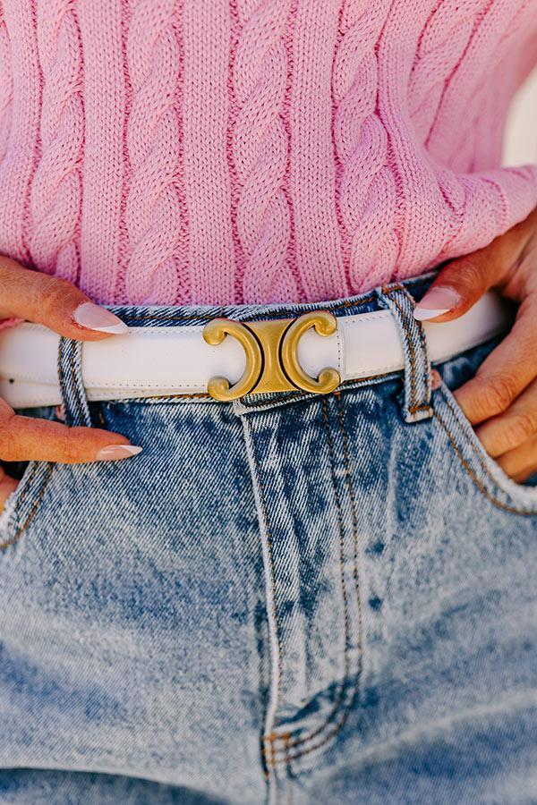 Salina Faux Leather Belt in White Product Image