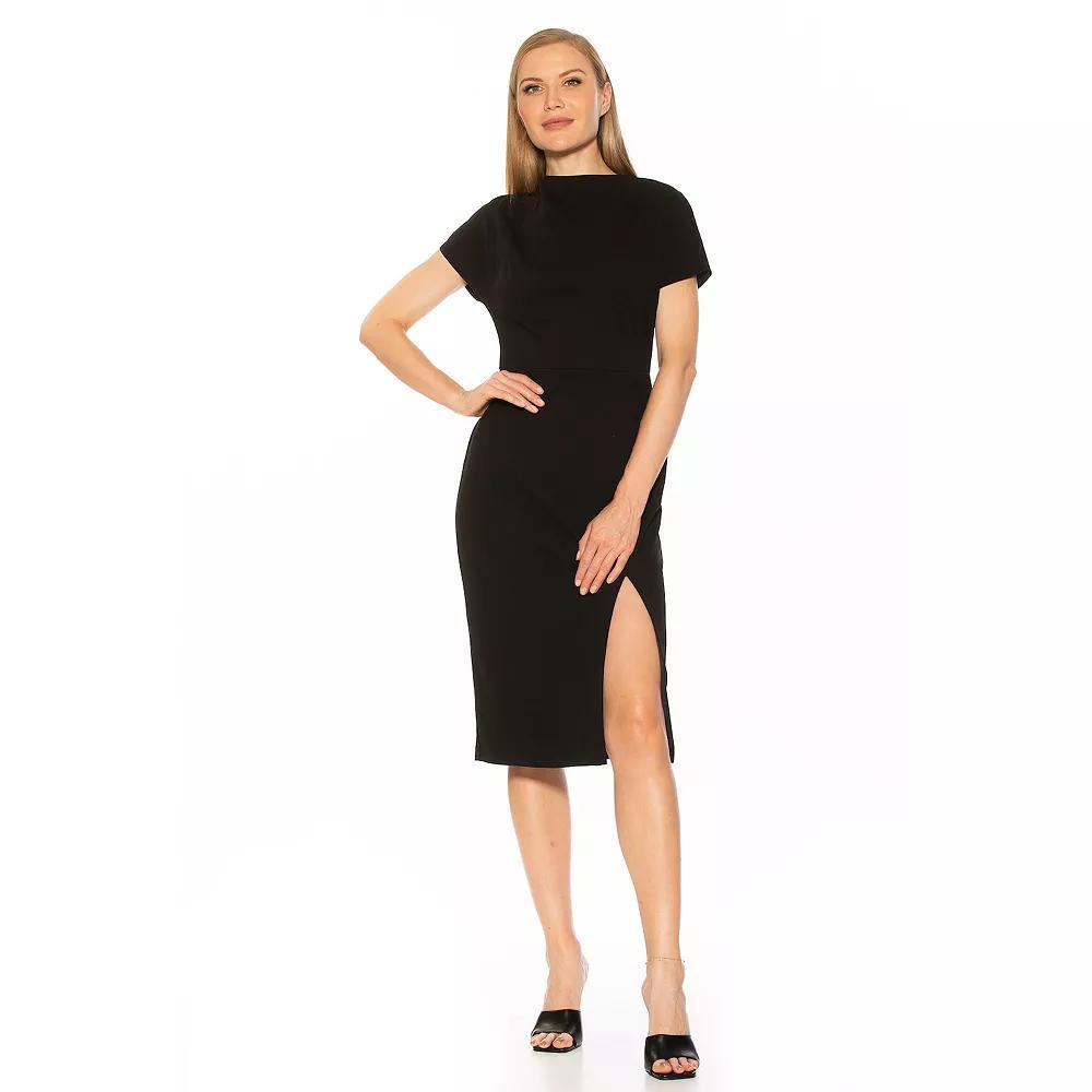 Women's ALEXIA ADMOR Vented Mockneck Midi Dress, Size: XS, Pink Product Image