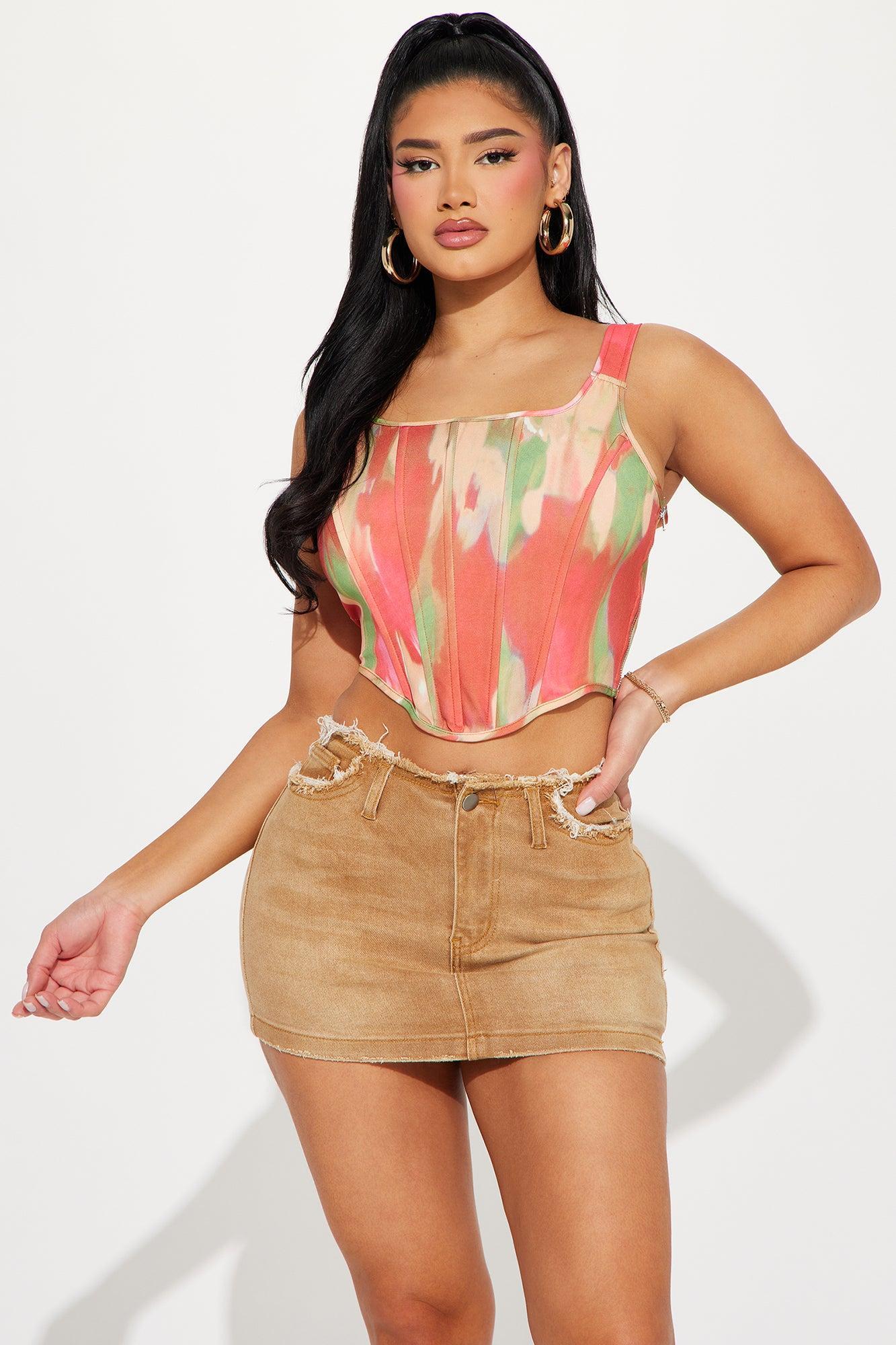 Summer Sunset Corset Top - Orange/combo Product Image