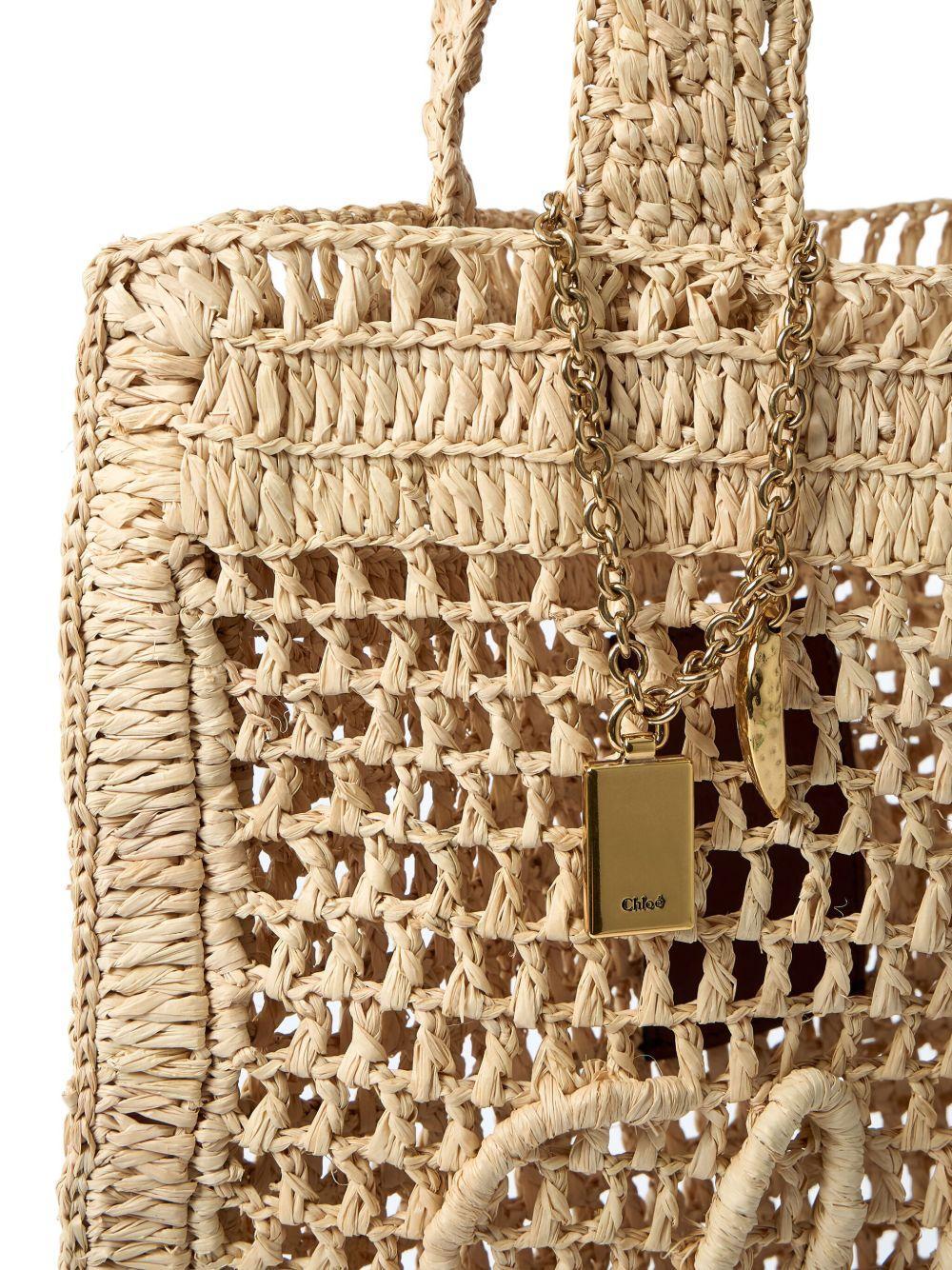 Summer Banana logo-detail raffia tote bag Product Image