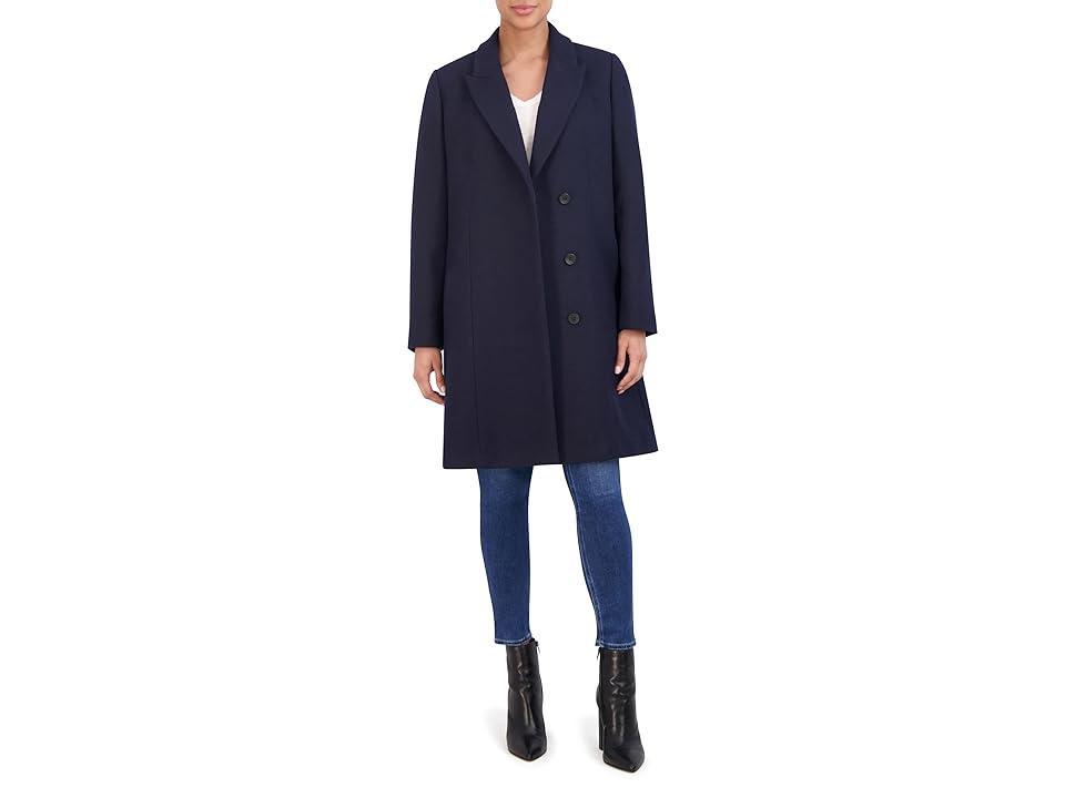 Cole Haan Womens Asymmetrical Peak Lapel Coat - Blue Size 4 Product Image