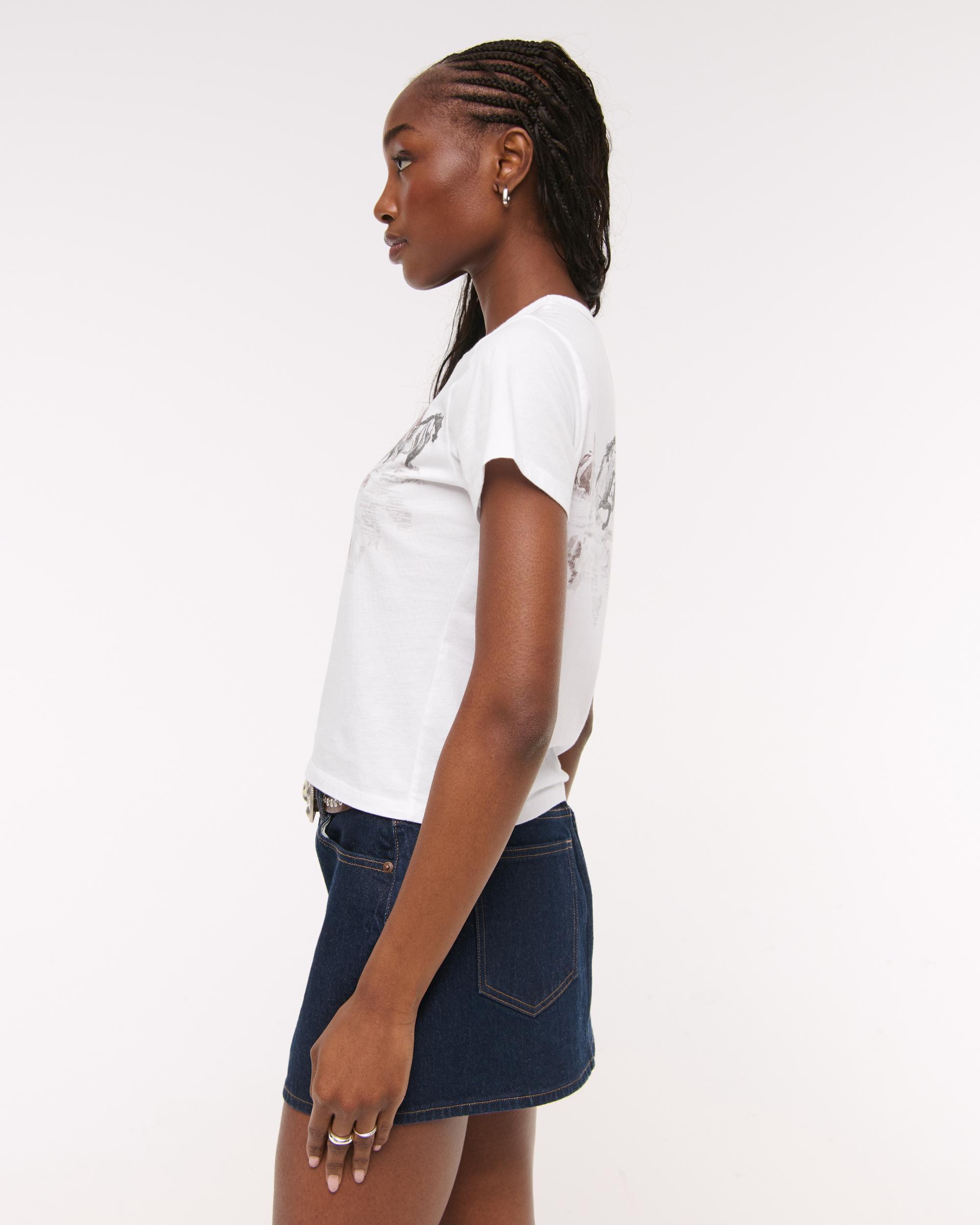 Short-Sleeve Horses Graphic Skimming Tee Product Image