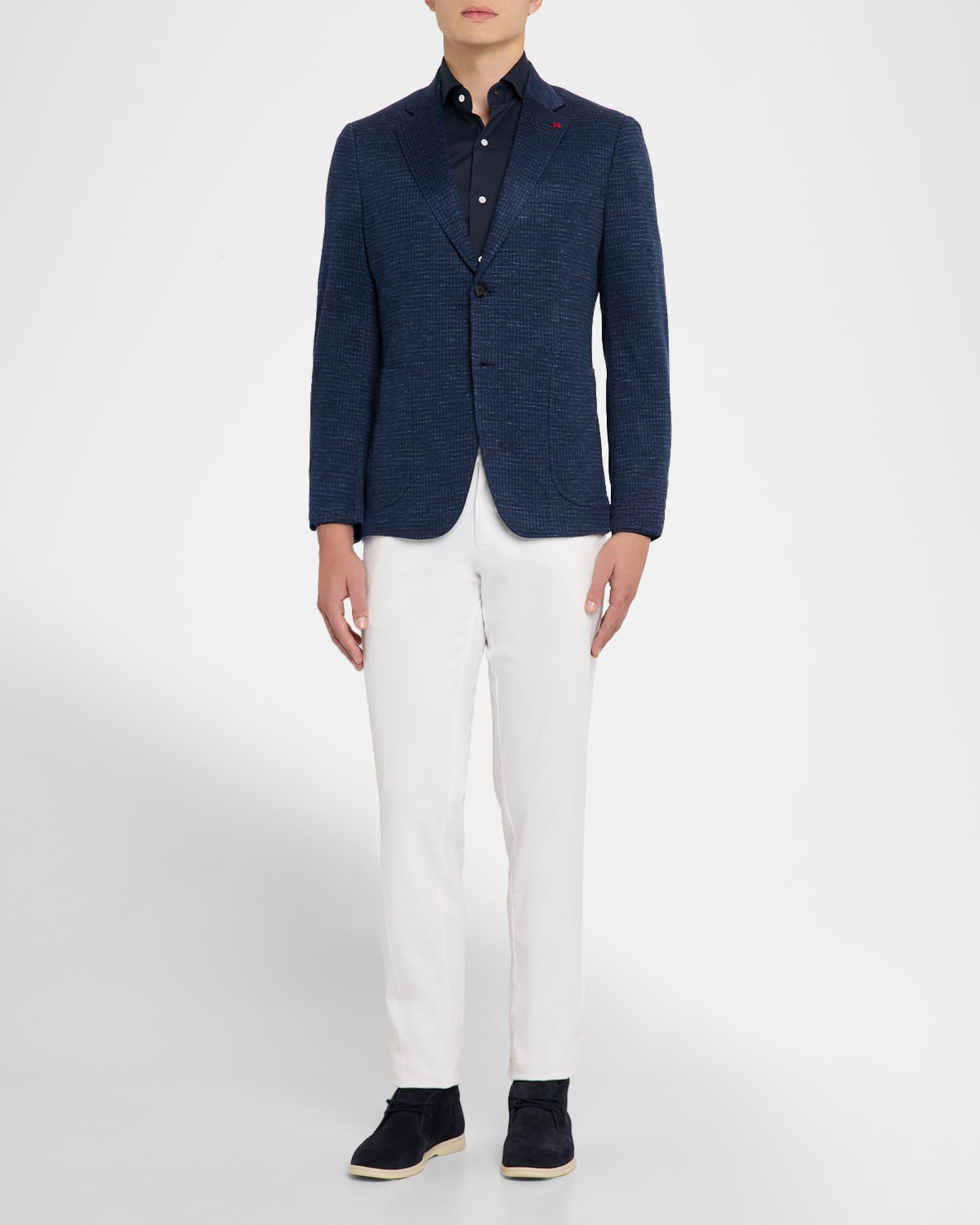 Men's Houndstooth Wool-Blend Jersey Blazer Product Image