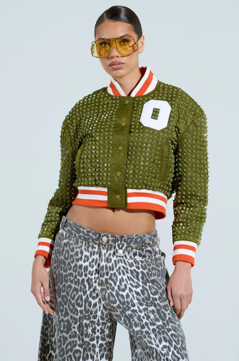 CHILL PILL STUDDED BOMBER Product Image