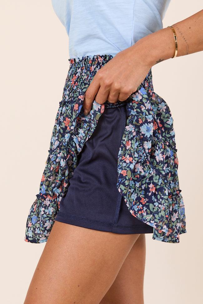 Through the Garden Navy Blue Floral Skort Product Image