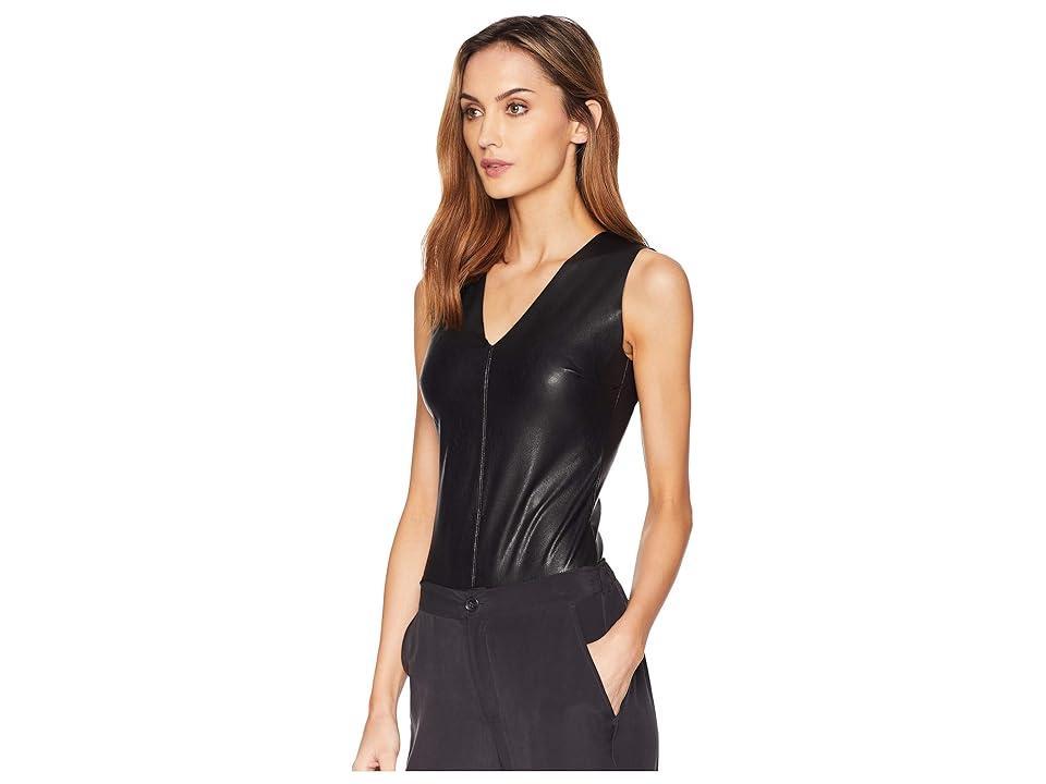 Womens Faux Leather Sleeveless Bodysuit Product Image