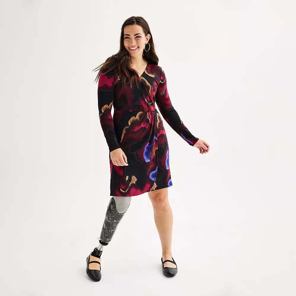Women's Nine West Adaptive Wrap Dress, Size: Small, Black Chiara Floral Product Image