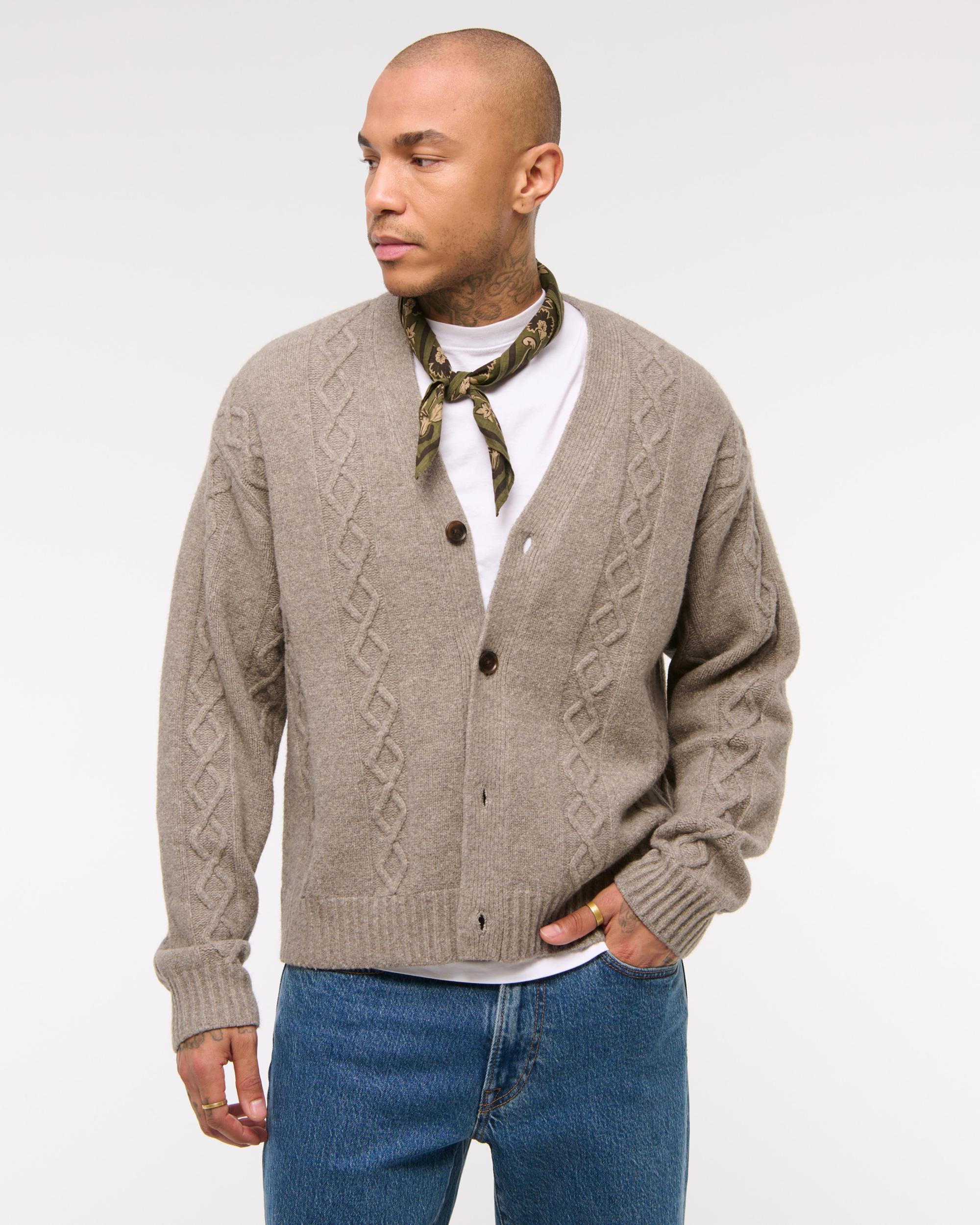 Cropped Cable Cardigan Product Image