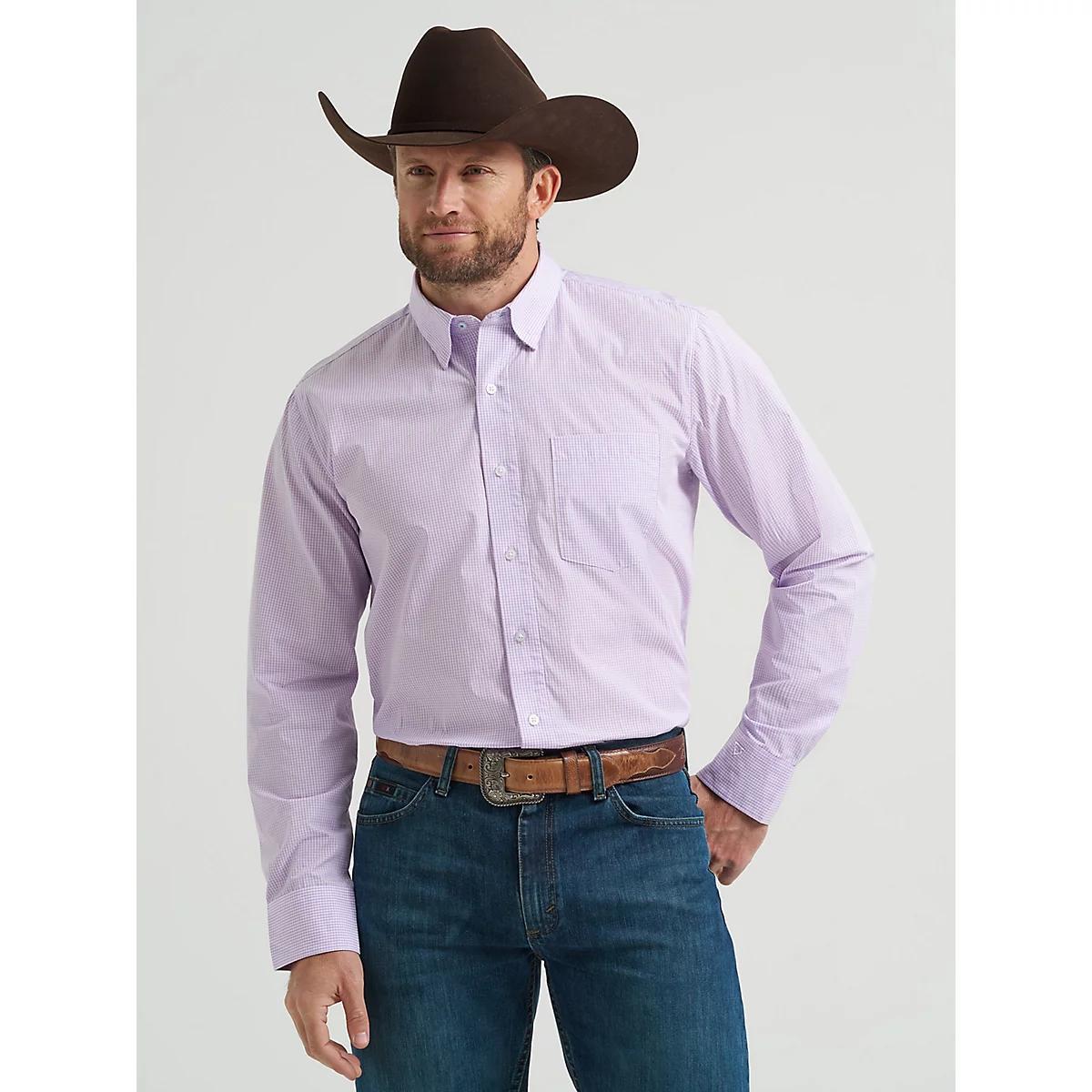 Men's Cody Johnson One Pocket Button Down Shirt in Lilac Check Product Image