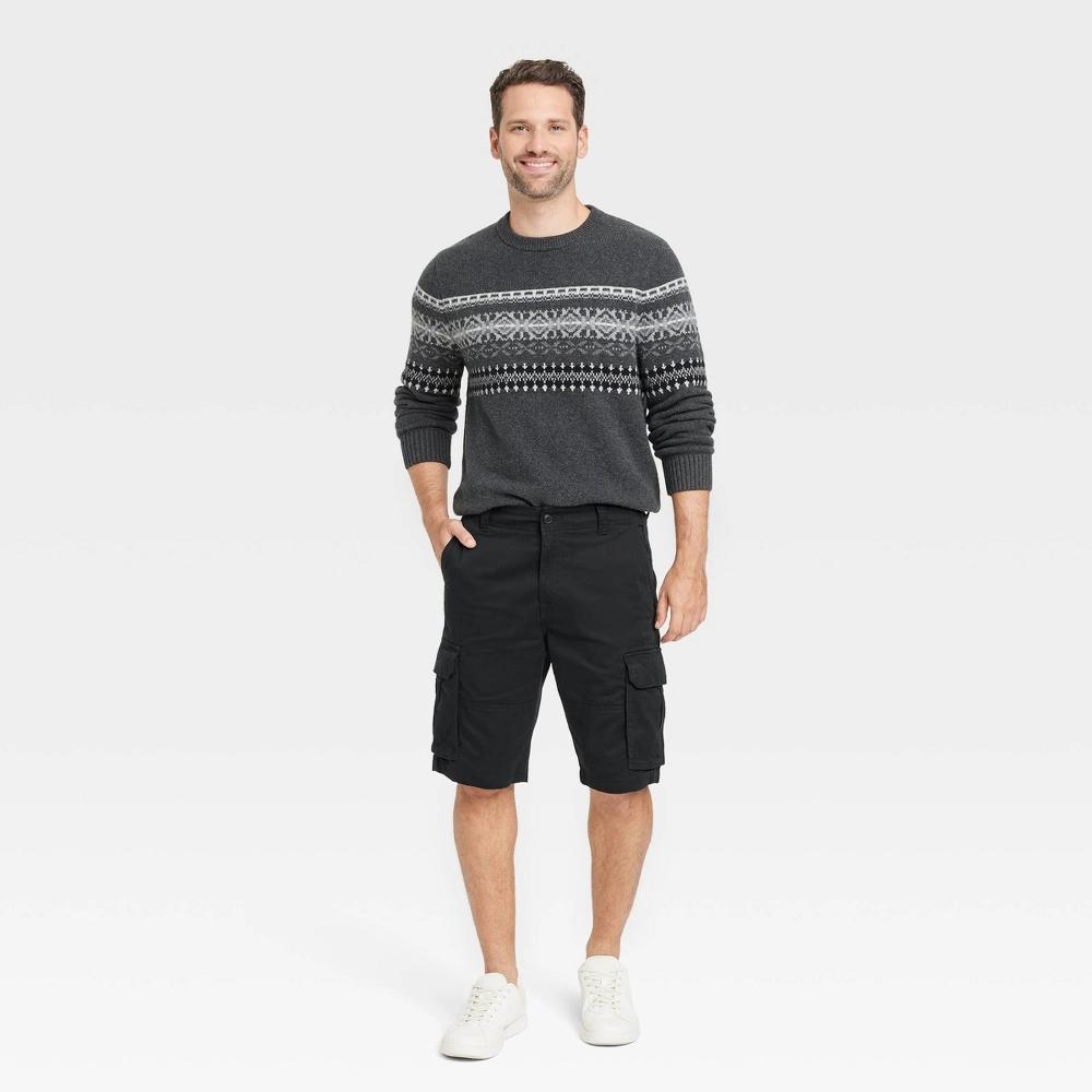 Men's 11" Cargo Shorts - Goodfellow & Co™ Black 36: Cotton-Spandex Blend, Mid Rise, Product Image