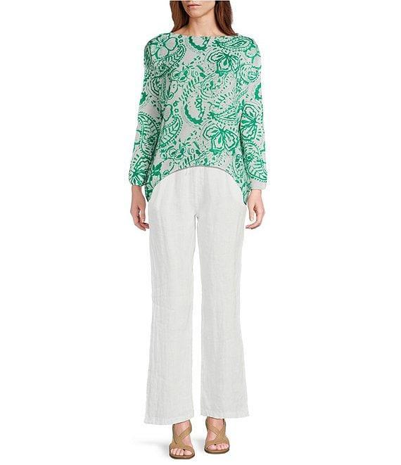 M Made in Italy Scoop Neck Long Sleeve Paisley Print Knit Top Product Image