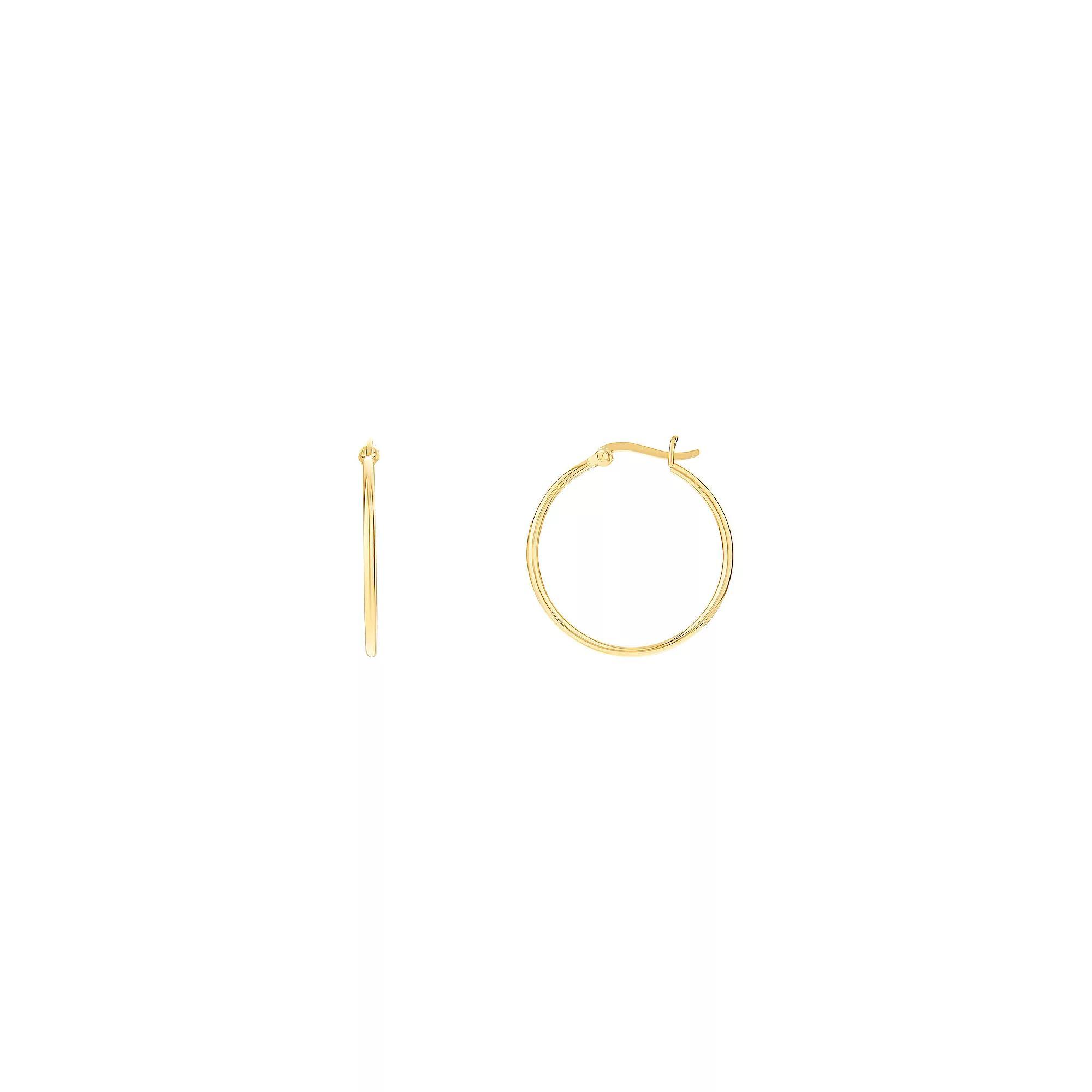 PRIMROSE 24k Gold Over Silver Polished Hoop Earrings, Women's, Size: 40 mm, Yellow Gold Tone Product Image