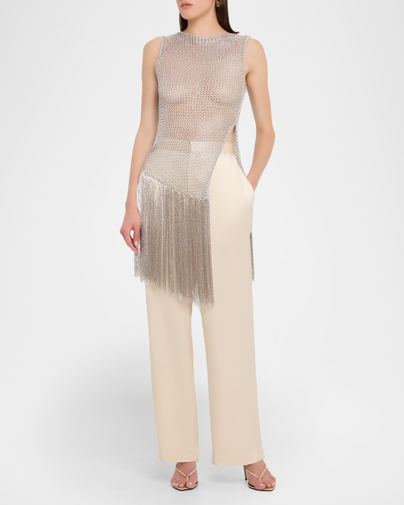Asymmetric Metallic Net Fringe Top Product Image