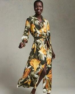 Leaf Print Shirt Dress Product Image