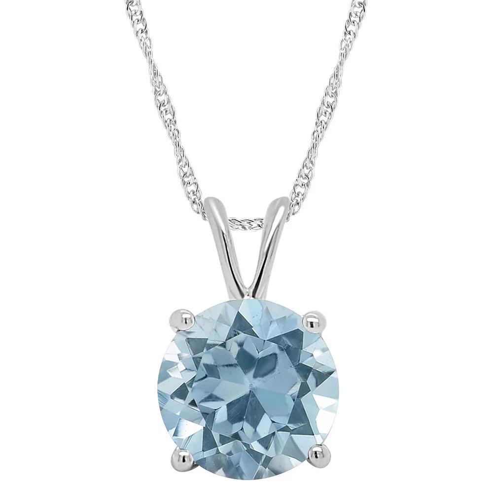 Alyson Layne 14k Gold Round Sky Blue Topaz Pendant Necklace, Women's, Size: 18", 14k White Gold Product Image