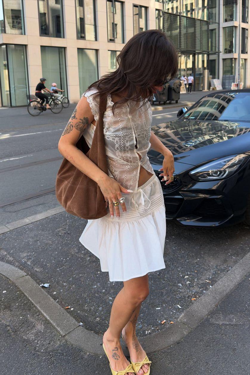 Cotton Detailed Mini Skirt Product Image