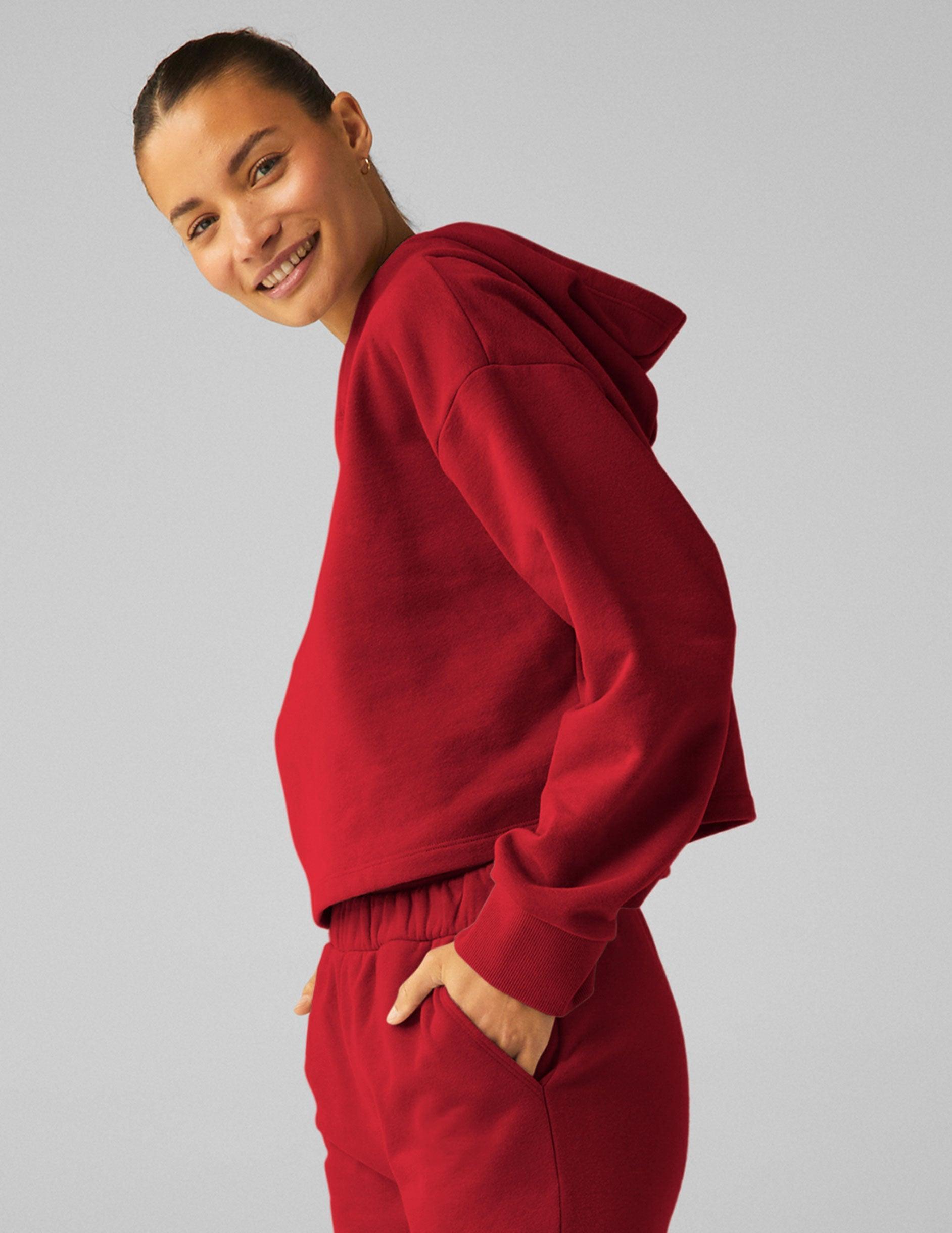LuxeFleece Happiness Cropped Hoodie Product Image