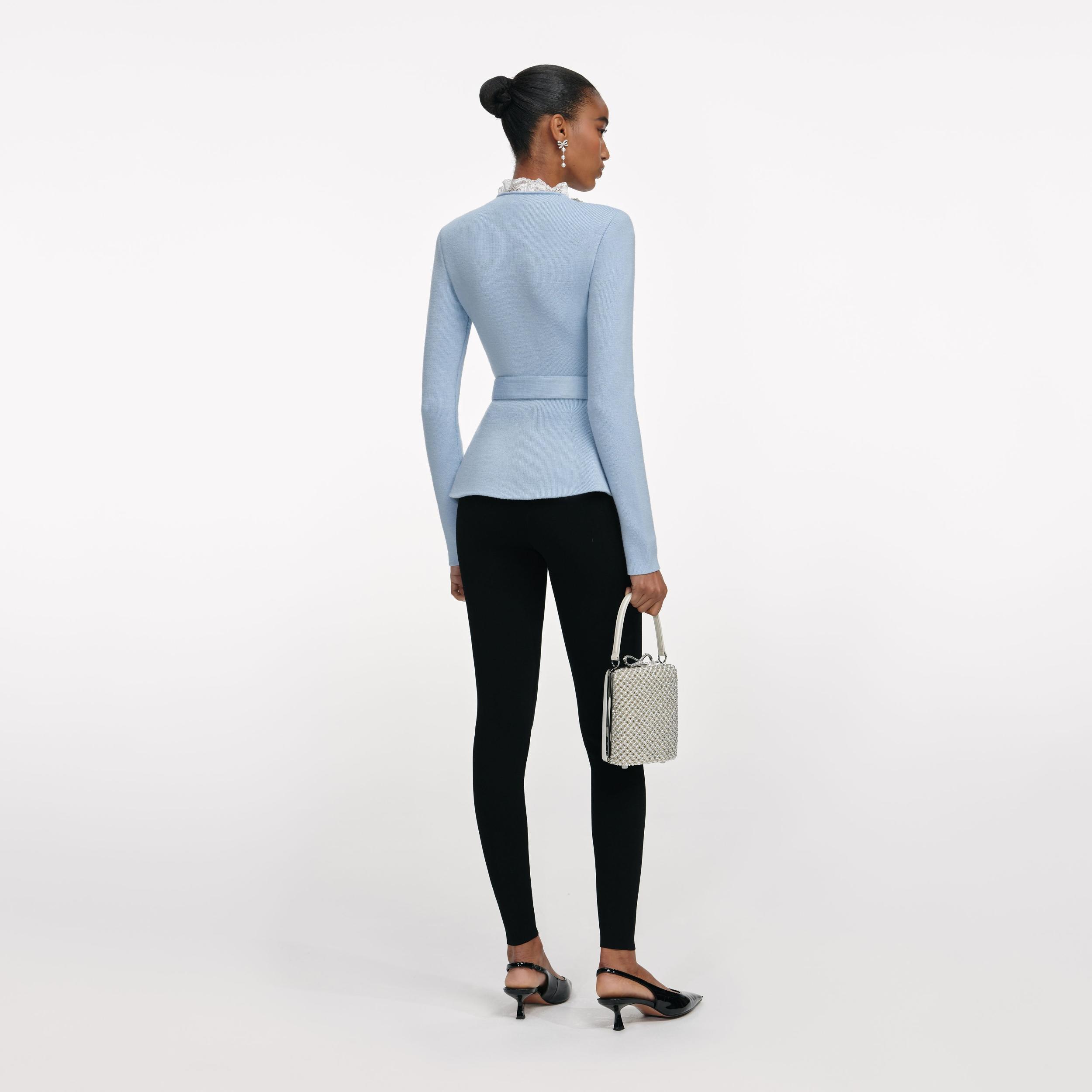 Blue Crystal Trim Cardigan Product Image