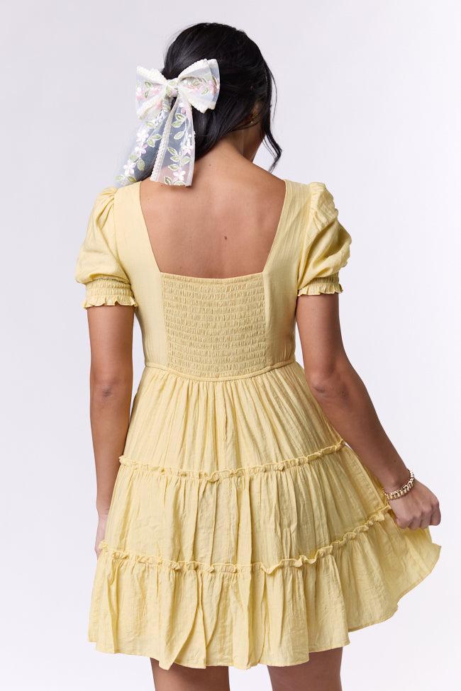 Easily Loved Yellow Babydoll Short Sleeve Mini Dress SALE Product Image
