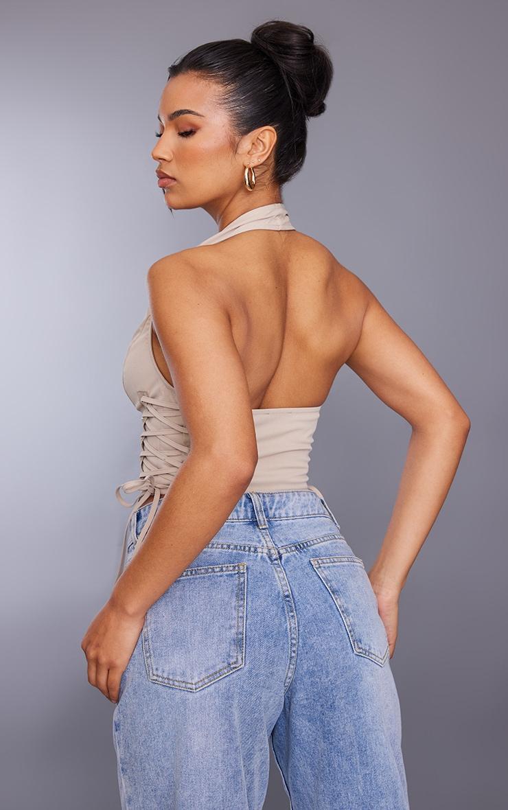 Stone Cargo Lace Up Side Zip Up Crop Top Product Image