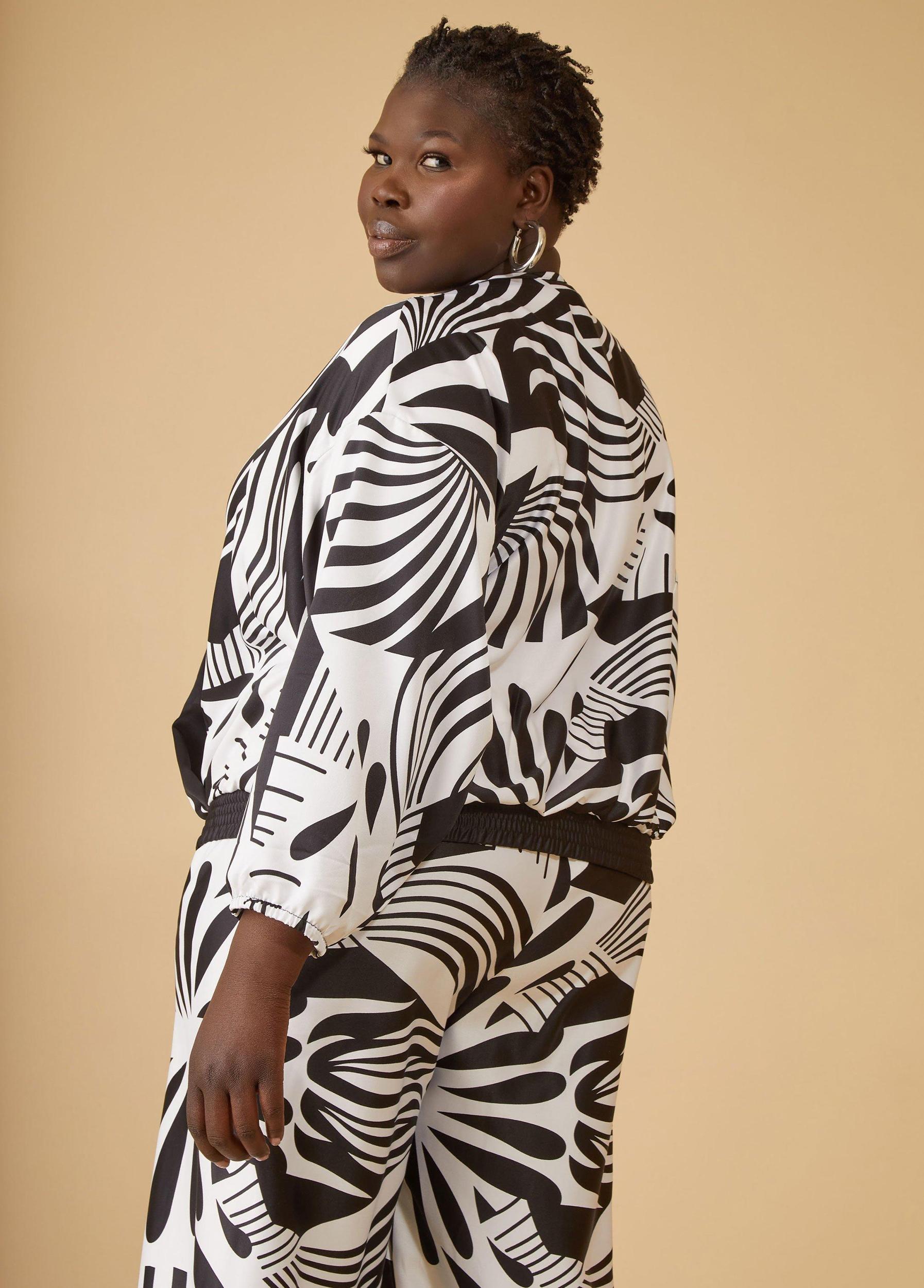 Printed Satin Faux Wrap Blouse Product Image