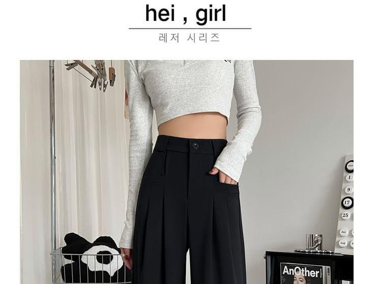High Rise Plain Wide Leg Pants (Various Designs) Product Image