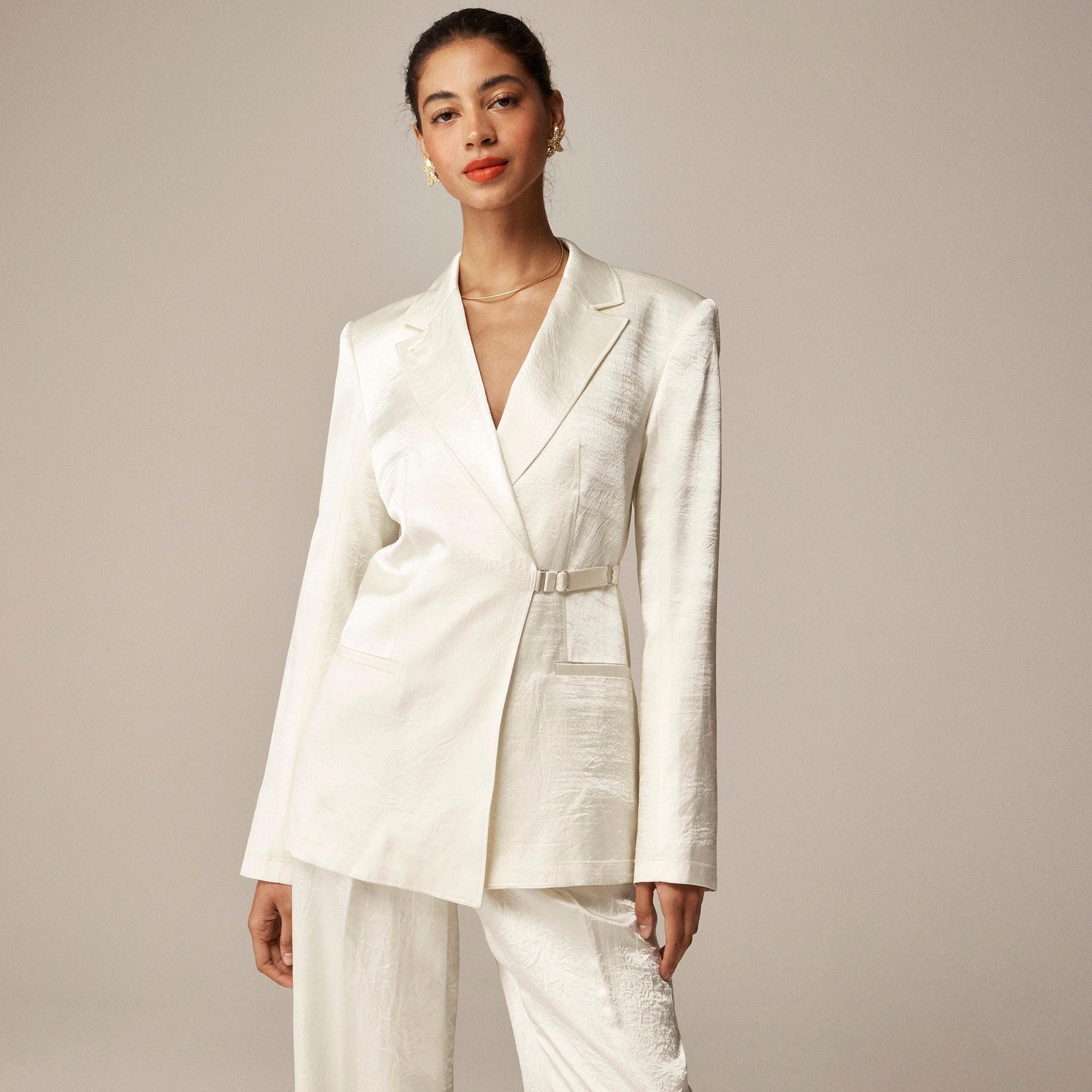 Anna October© X J.Crew side-tab blazer in textured satin Product Image