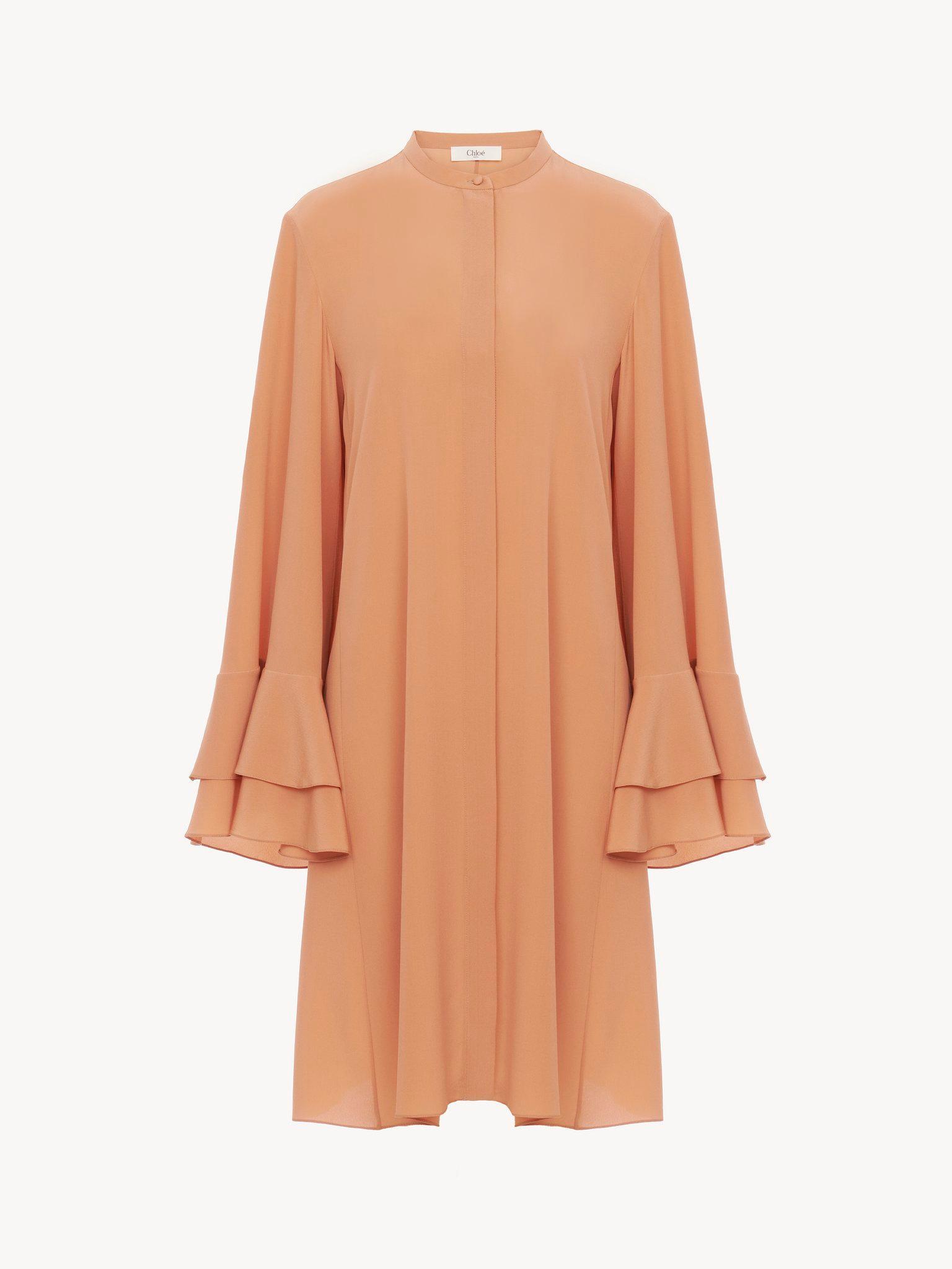 Fluid short dress in crêpe de chine Product Image