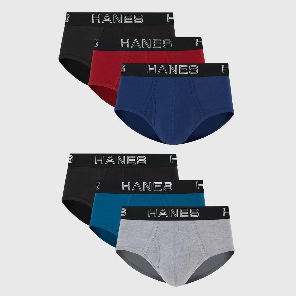 Hanes Premium Men's Stretch Classic Briefs 6pk - Blue/Black/Red M: Tagless High Rise Underwear Product Image
