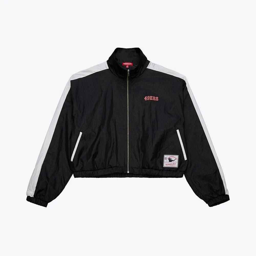 Women's Mitchell & Ness Black San Francisco 49ers Nylon Cropped Full-Zip Jacket, Size: XS Product Image