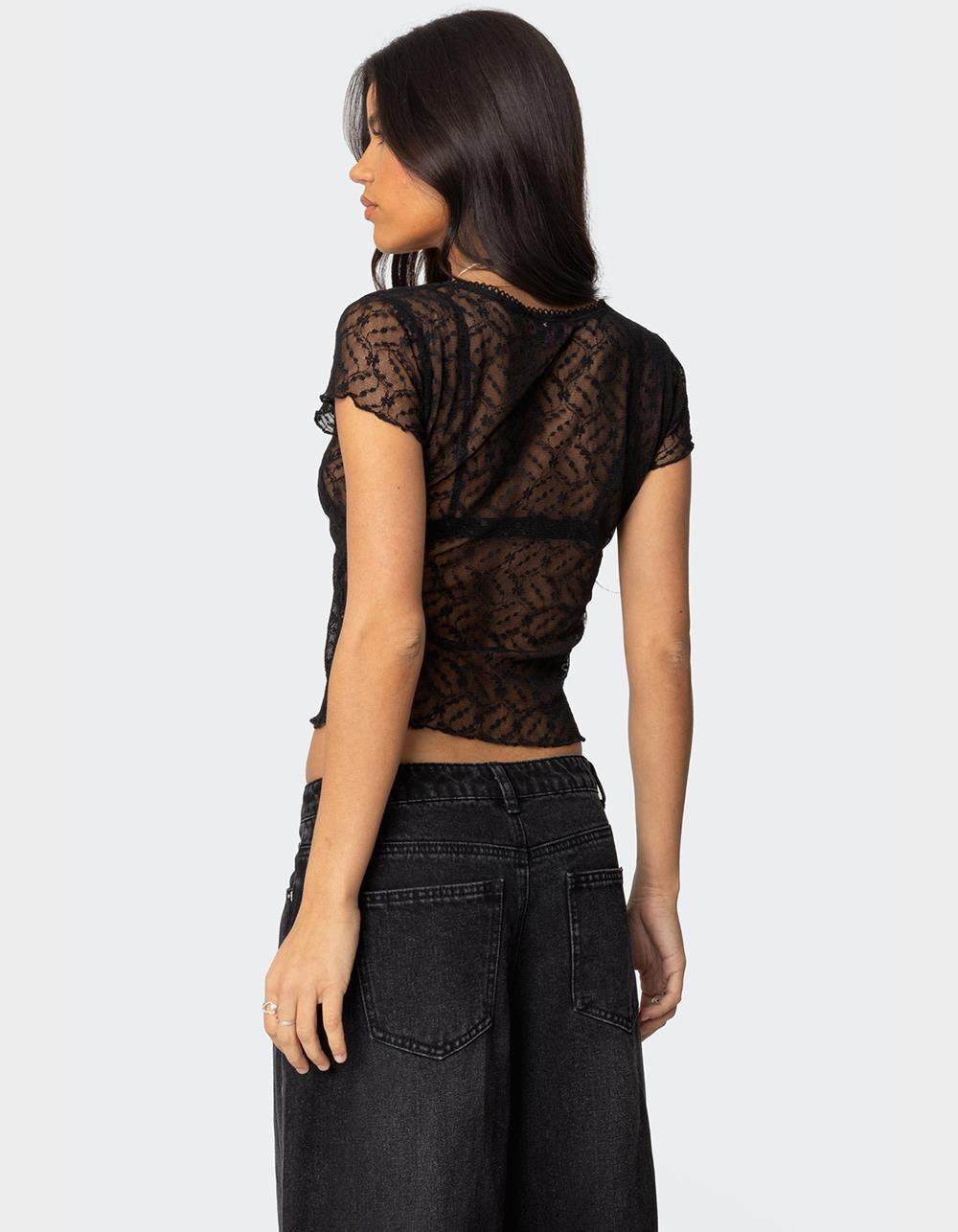 EDIKTED Julie Sheer Lace Top Product Image