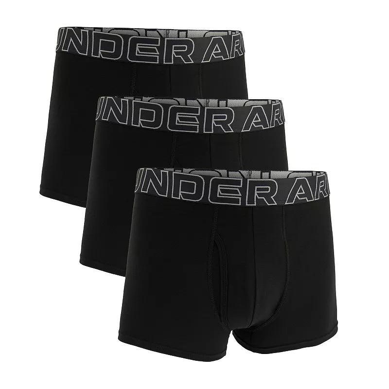 Men's Under Armour 3-pack Performance Cotton Blend 3-in. Boxer Briefs, Size: 3XL, Black Product Image