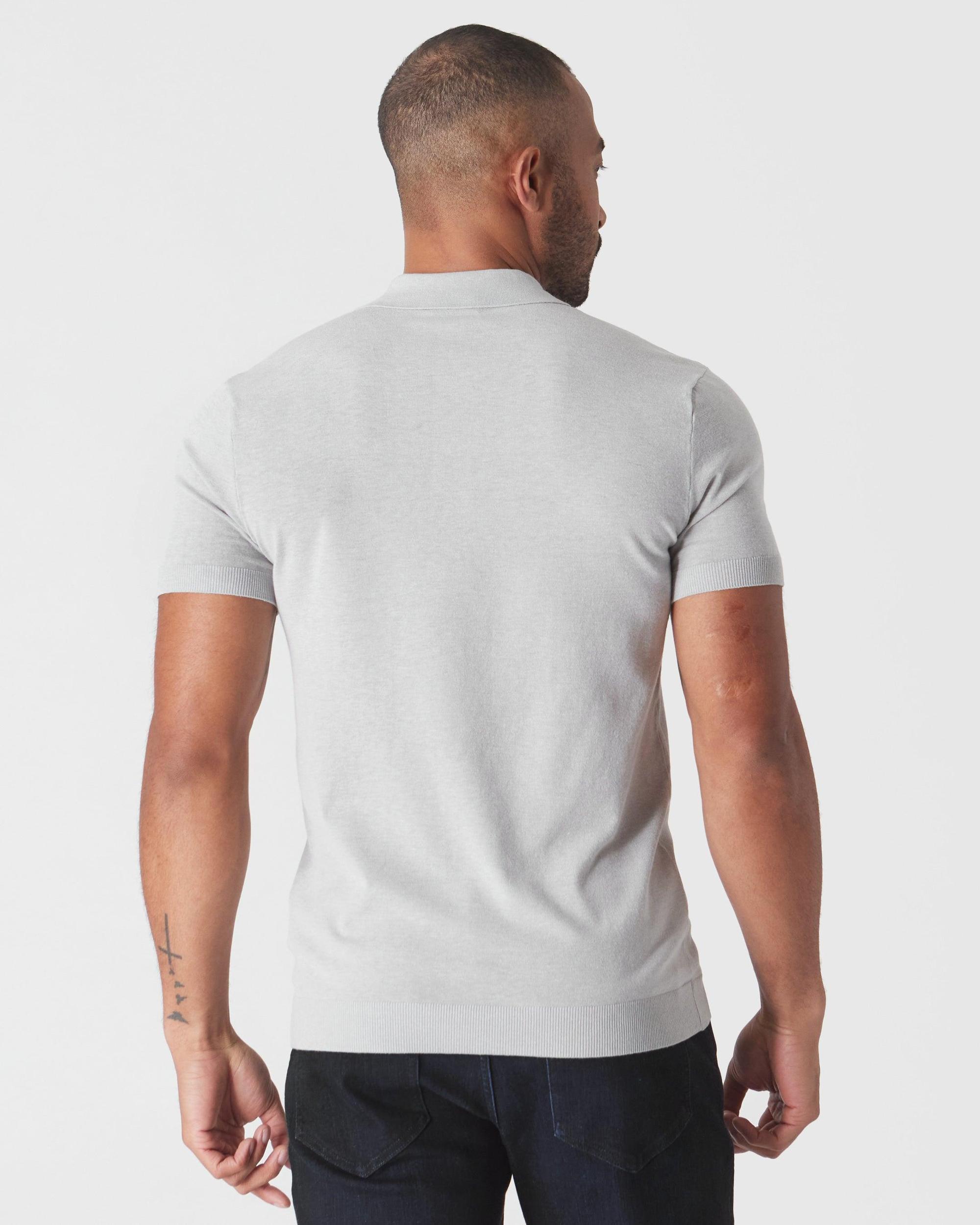Heather Gray Short Sleeve Sweater Polo Product Image