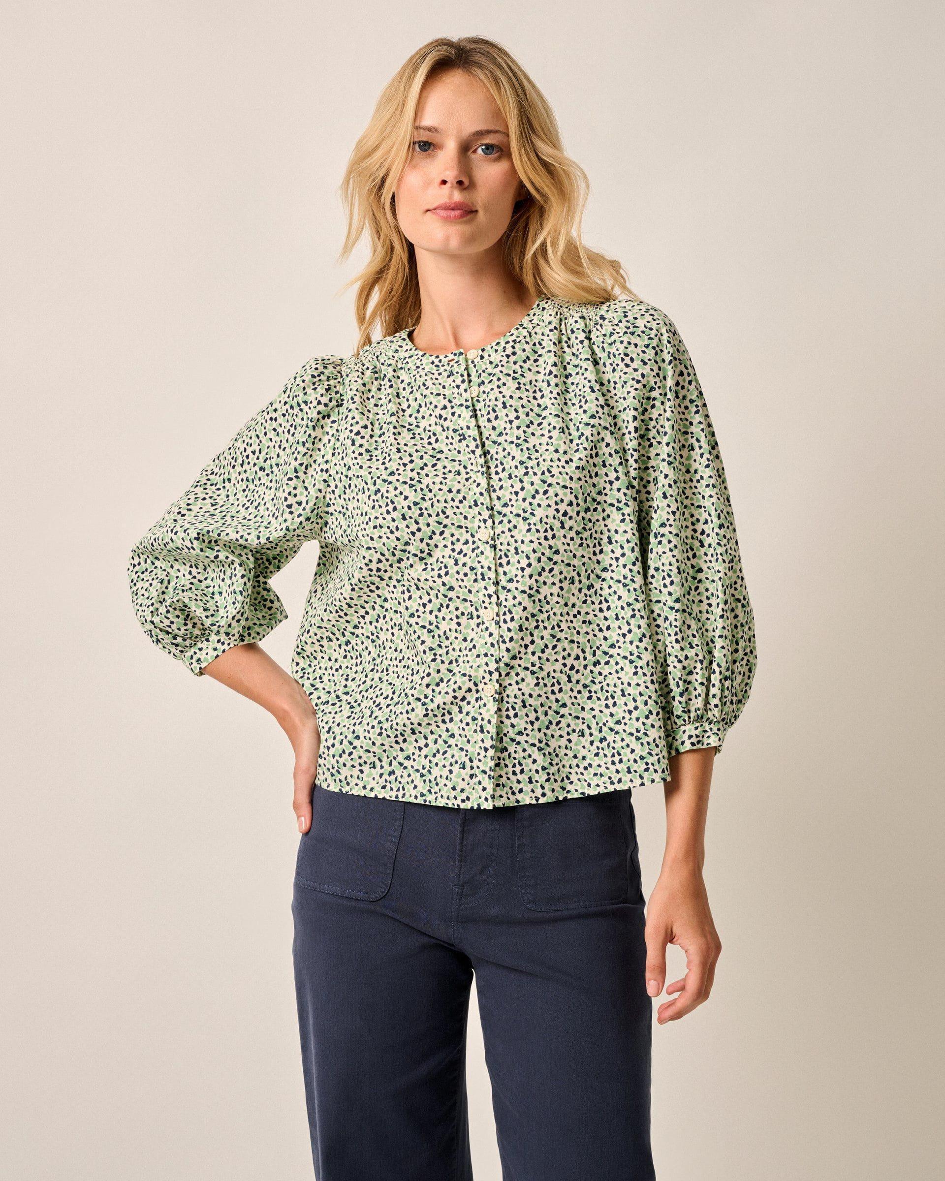 Blair Cotton Button Up Smock Blouse Female Product Image
