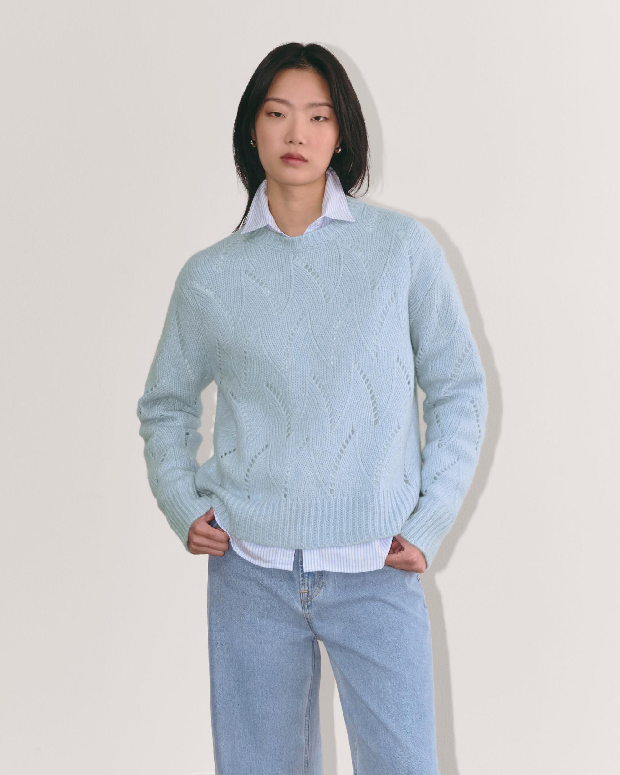 The Pointelle Sweater in Cloud Product Image