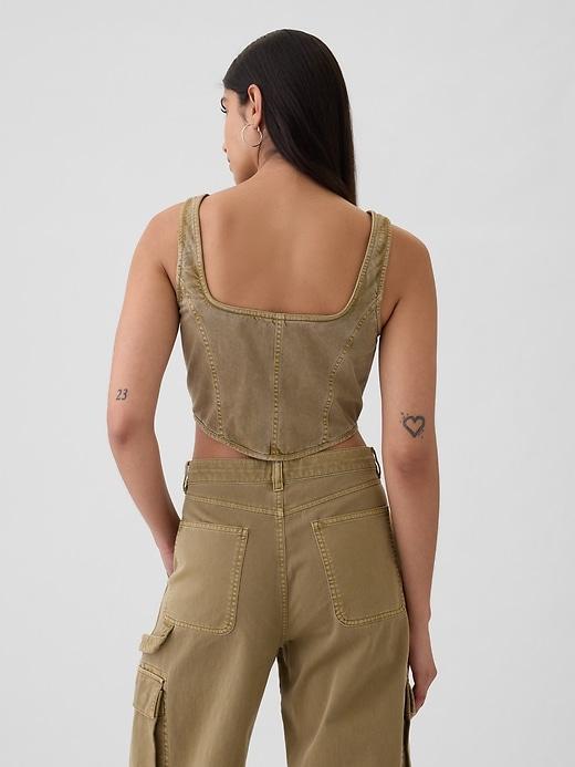 Structured Twill Cropped Corset Tank Top Product Image