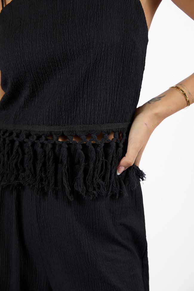 Pretty In Paradise Black Tassel Detail Top SALE Product Image