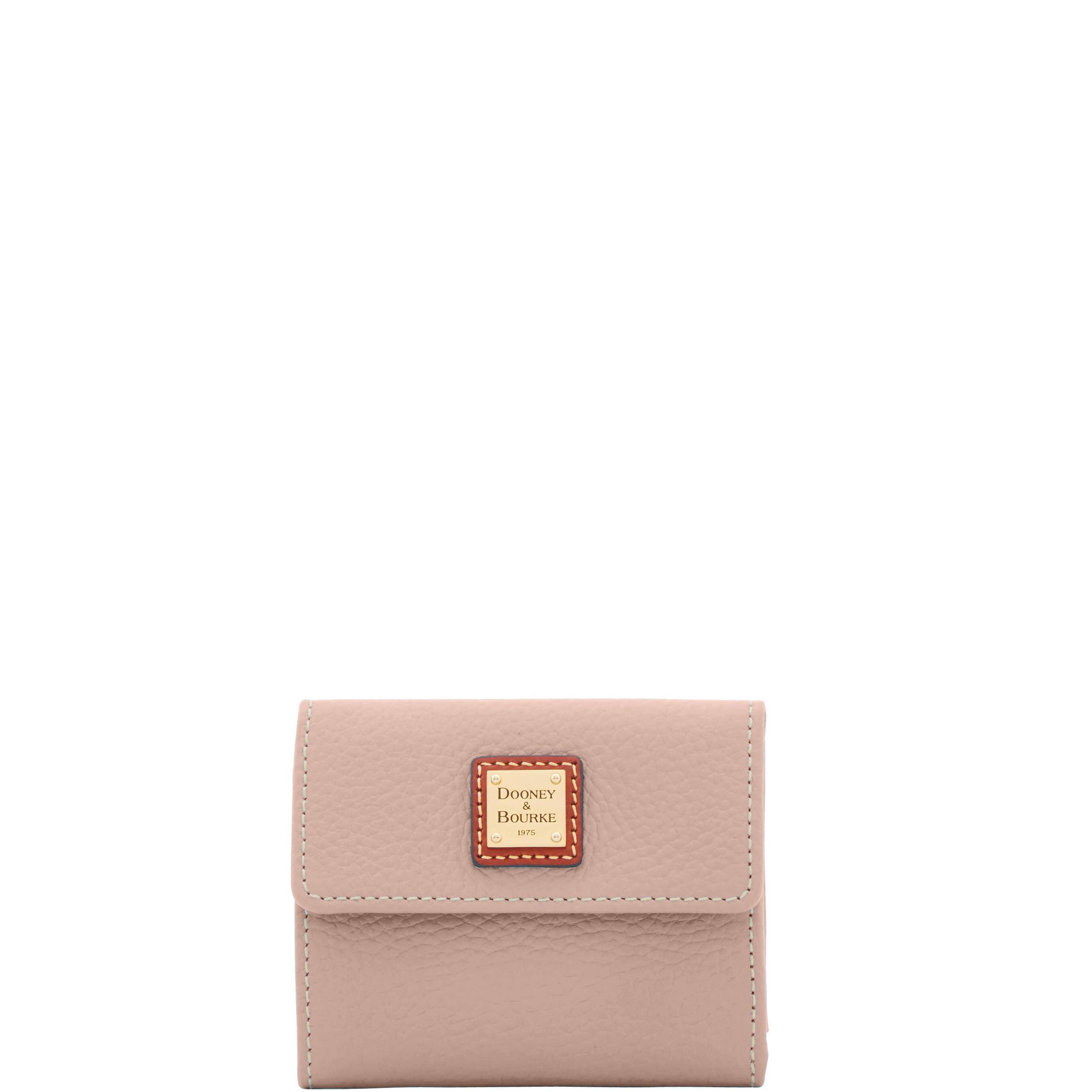 Dooney & Bourke Womens Pebble Grain Small Flap Credit Card Leather Wallet in Bark Product Image