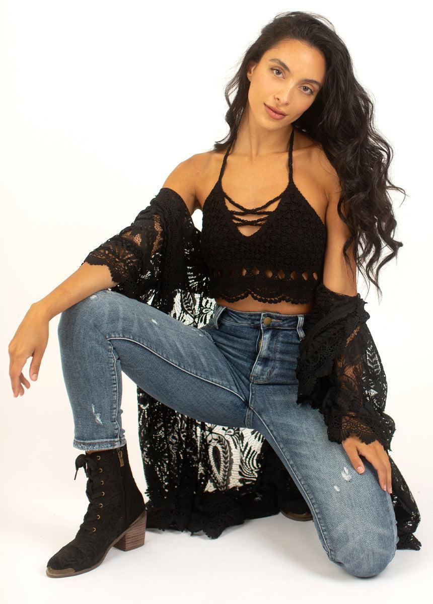 Kindred Crochet Top in Black Female Product Image
