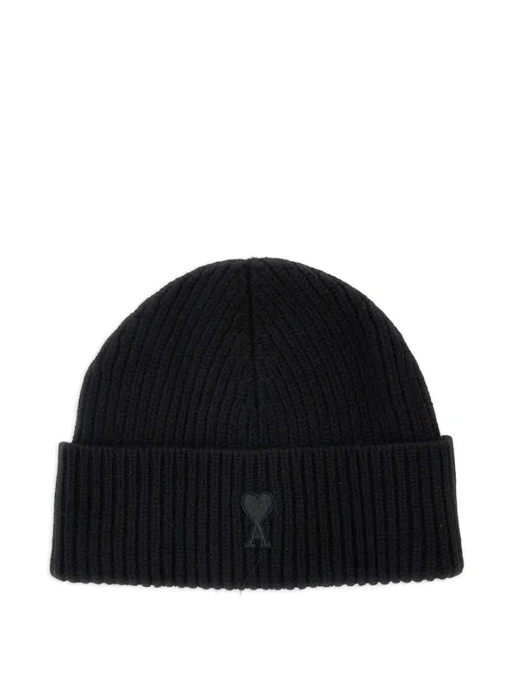 AMI ALEXANDRE MATTIUSSI Ami Paris Ami De Coeur Black Wool Hat Men Product Image