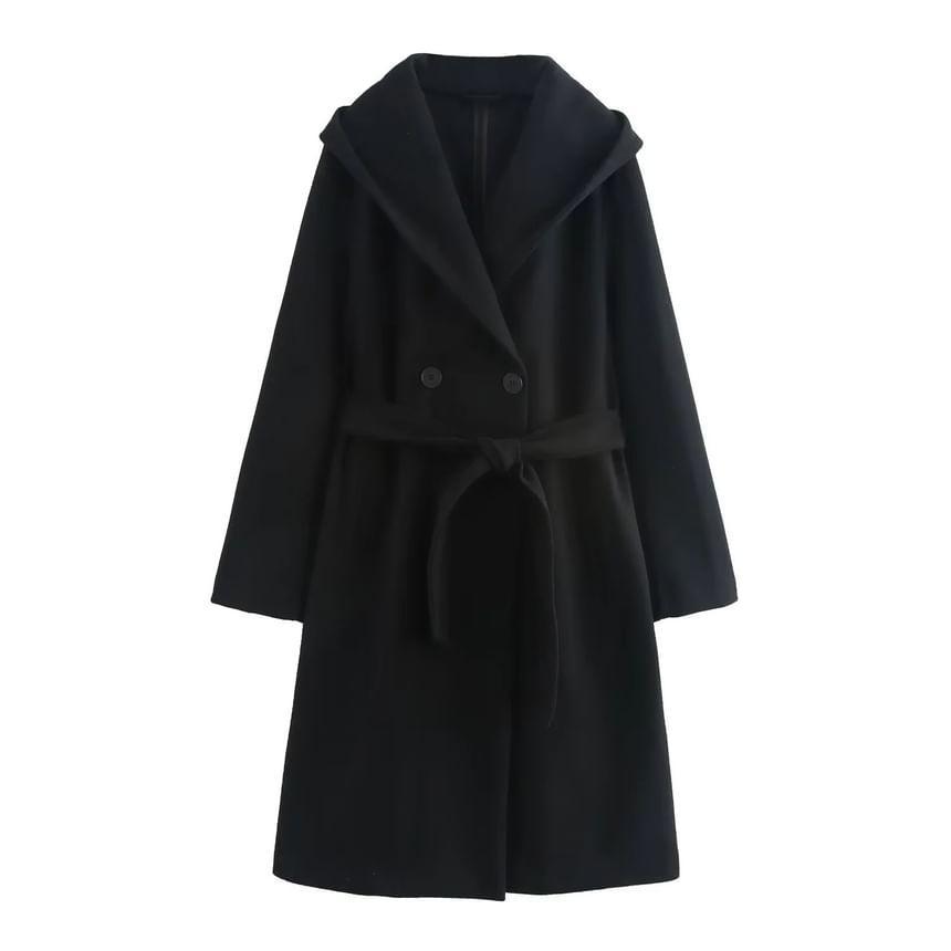 Plain Double-Breasted Coat Product Image